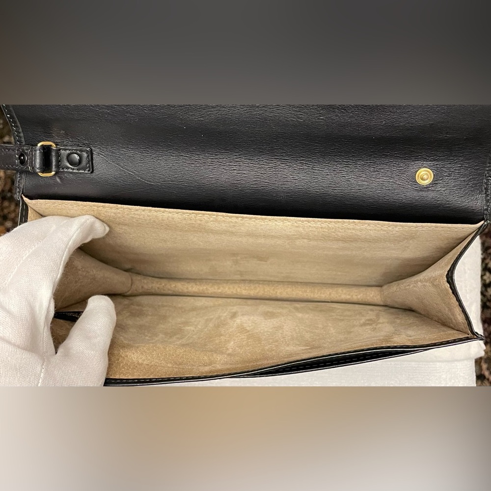 Dunhill Authentic Vintage Black Lockable Leather Clutch/Wristlet w/ Gold Accents - Picture 11 of 16